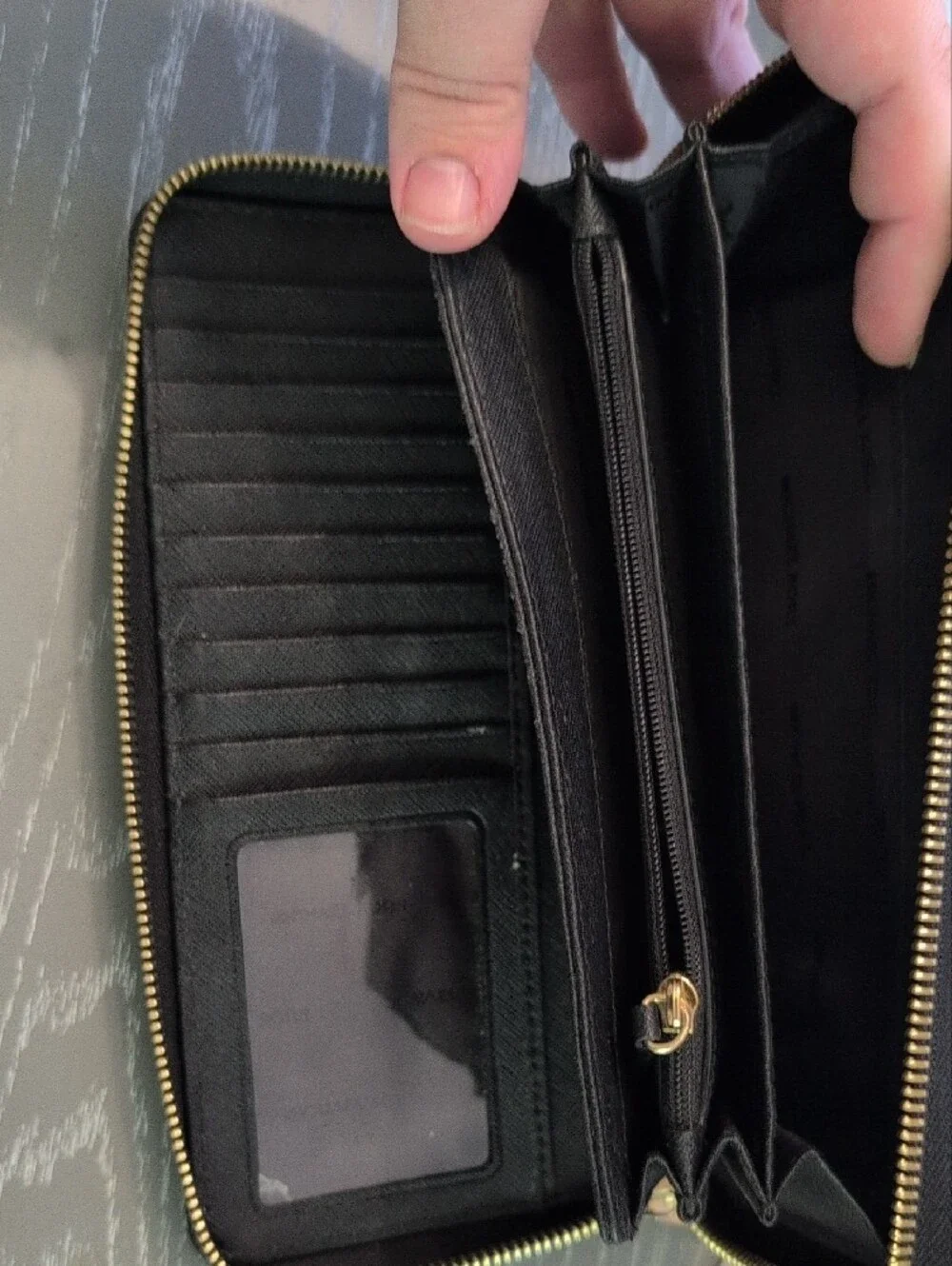 Michael Kors Black Pebbled Leather Zip Wristlet